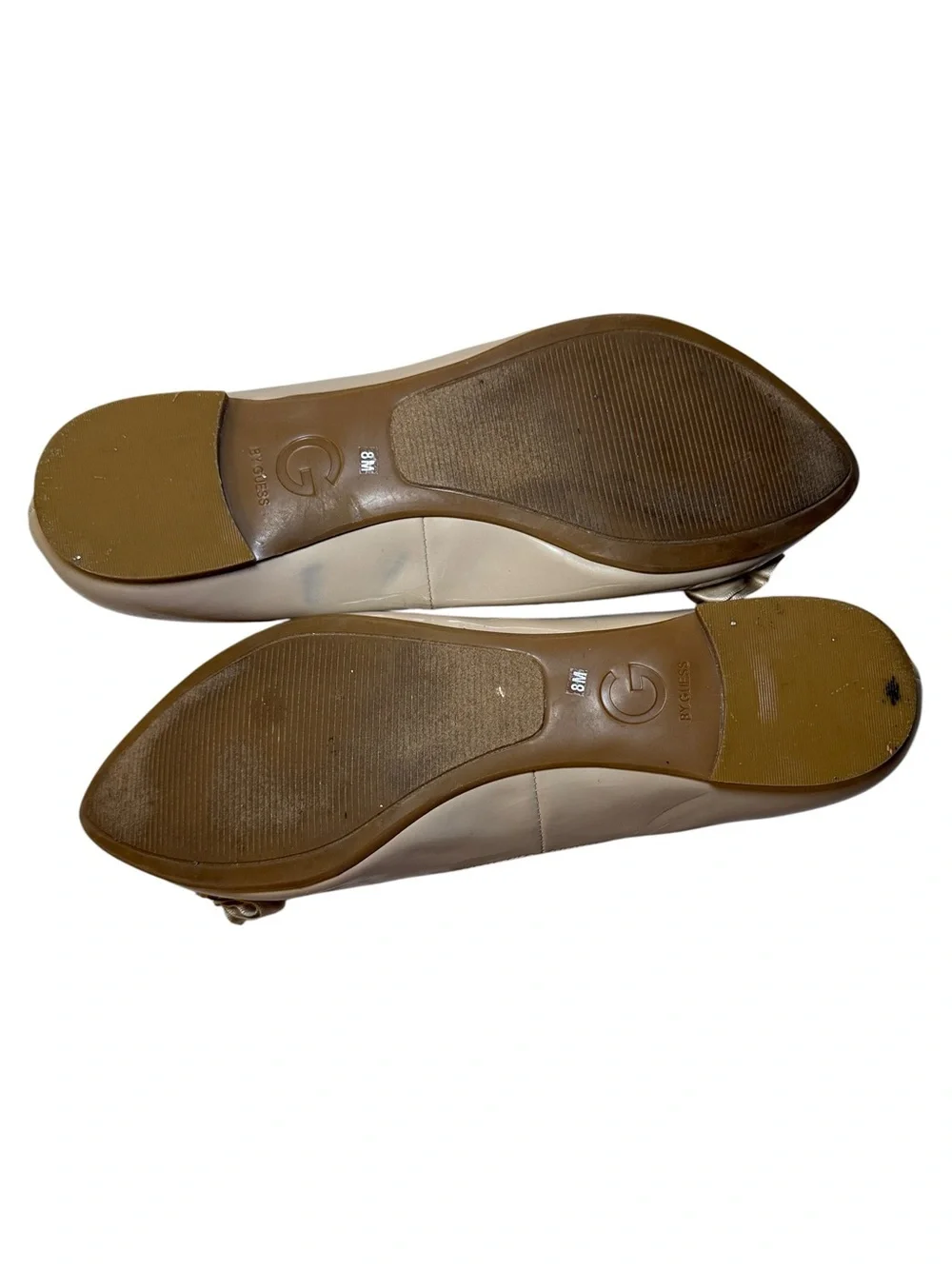 G by Guess Women's Nude Pointed Ballet Flats Ruffle Rhinstone Detail Size